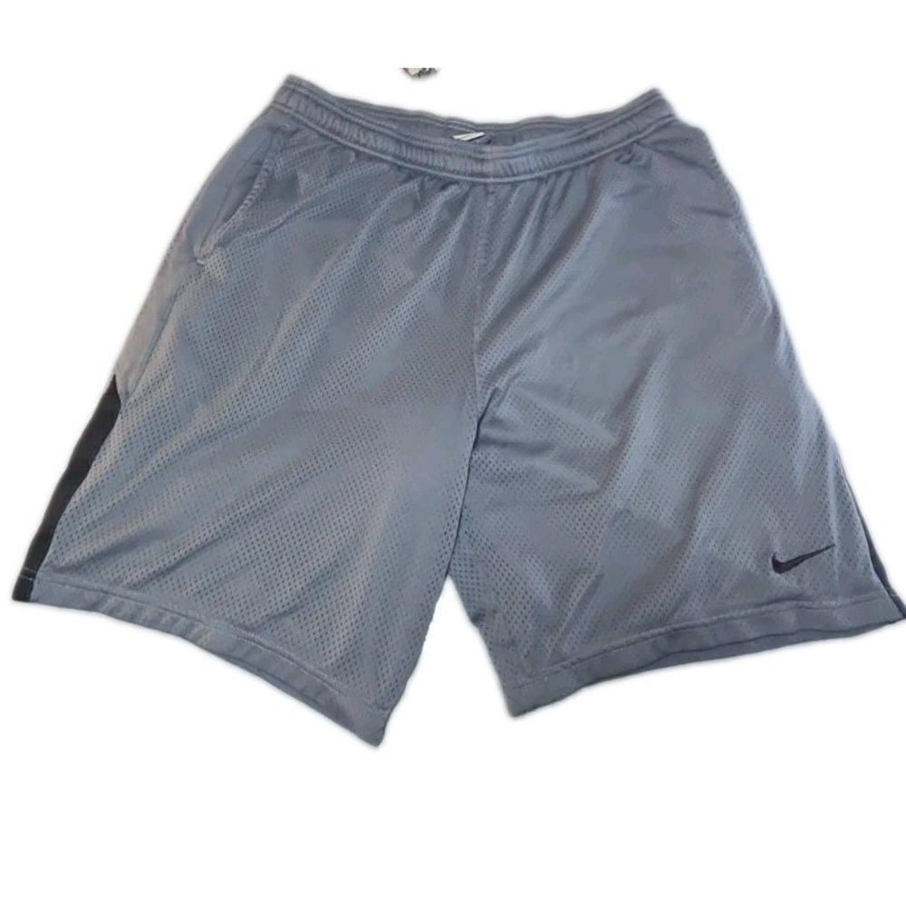Nike Dri Fit Shorts Mens Large Gray Mesh Black Stripe Basketball Athletic Gym L
